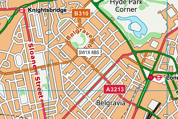 SW1X 8BS map - OS VectorMap District (Ordnance Survey) SW1X 8BS map - OS VectorMap District (Ordnance Survey)