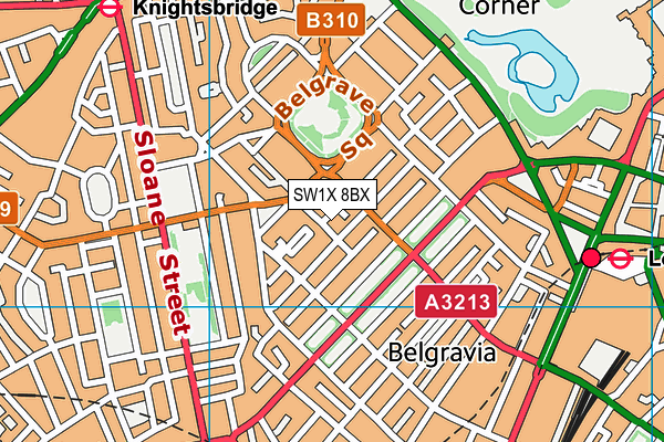 SW1X 8BX map - OS VectorMap District (Ordnance Survey) SW1X 8BX map - OS VectorMap District (Ordnance Survey)