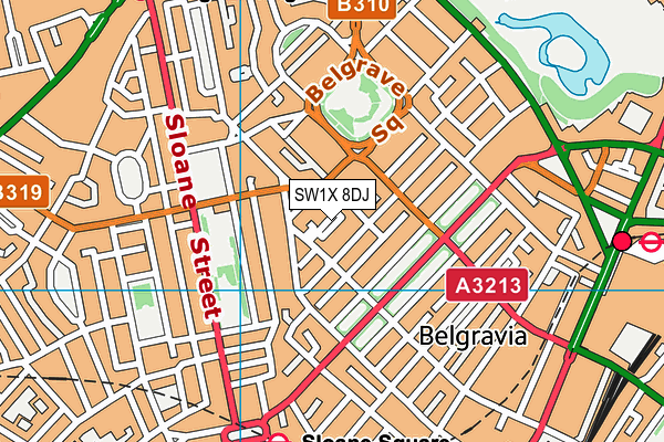 SW1X 8DJ map - OS VectorMap District (Ordnance Survey) SW1X 8DJ map - OS VectorMap District (Ordnance Survey)