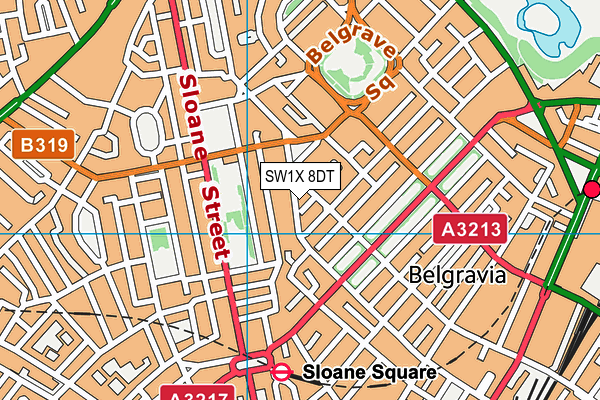SW1X 8DT map - OS VectorMap District (Ordnance Survey) SW1X 8DT map - OS VectorMap District (Ordnance Survey)