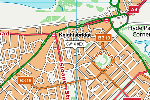 SW1X 8EX map - OS VectorMap District (Ordnance Survey) SW1X 8EX map - OS VectorMap District (Ordnance Survey)