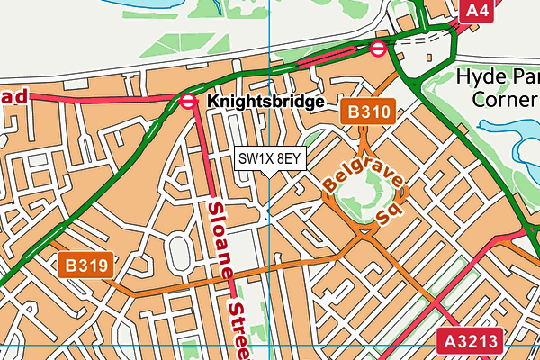 SW1X 8EY map - OS VectorMap District (Ordnance Survey) SW1X 8EY map - OS VectorMap District (Ordnance Survey)