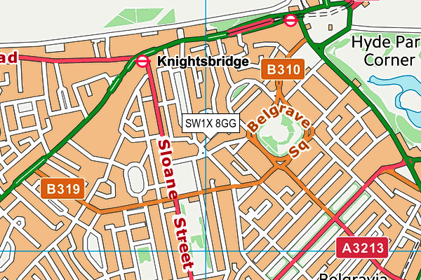 SW1X 8GG map - OS VectorMap District (Ordnance Survey) SW1X 8GG map - OS VectorMap District (Ordnance Survey)