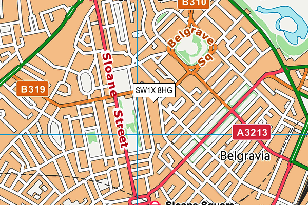 SW1X 8HG map - OS VectorMap District (Ordnance Survey) SW1X 8HG map - OS VectorMap District (Ordnance Survey)