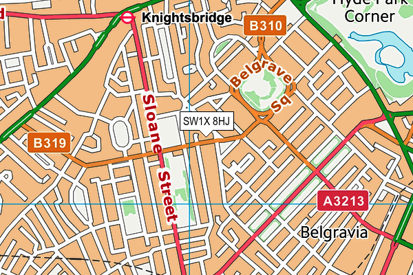 SW1X 8HJ map - OS VectorMap District (Ordnance Survey) SW1X 8HJ map - OS VectorMap District (Ordnance Survey)