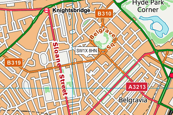 SW1X 8HN map - OS VectorMap District (Ordnance Survey) SW1X 8HN map - OS VectorMap District (Ordnance Survey)