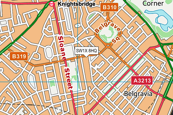 SW1X 8HQ map - OS VectorMap District (Ordnance Survey) SW1X 8HQ map - OS VectorMap District (Ordnance Survey)