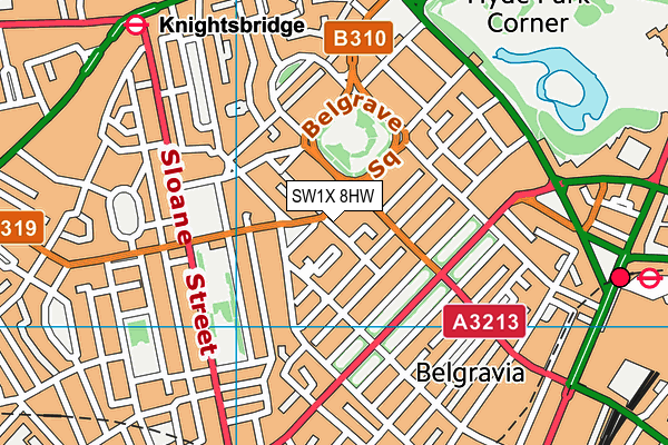 SW1X 8HW map - OS VectorMap District (Ordnance Survey) SW1X 8HW map - OS VectorMap District (Ordnance Survey)