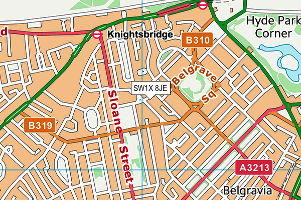 SW1X 8JE map - OS VectorMap District (Ordnance Survey) SW1X 8JE map - OS VectorMap District (Ordnance Survey)
