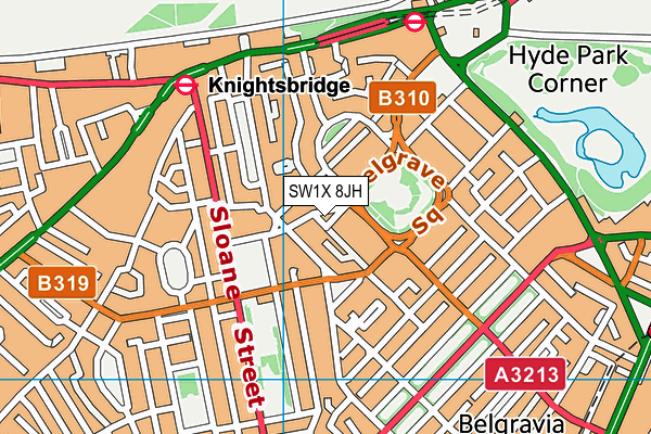 SW1X 8JH map - OS VectorMap District (Ordnance Survey) SW1X 8JH map - OS VectorMap District (Ordnance Survey)
