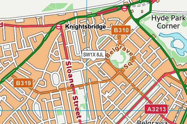 SW1X 8JL map - OS VectorMap District (Ordnance Survey) SW1X 8JL map - OS VectorMap District (Ordnance Survey)