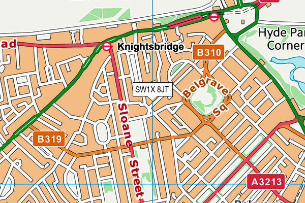 SW1X 8JT map - OS VectorMap District (Ordnance Survey) SW1X 8JT map - OS VectorMap District (Ordnance Survey)