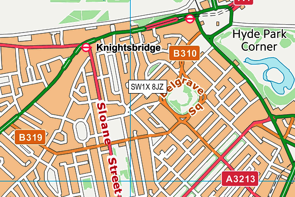 SW1X 8JZ map - OS VectorMap District (Ordnance Survey)