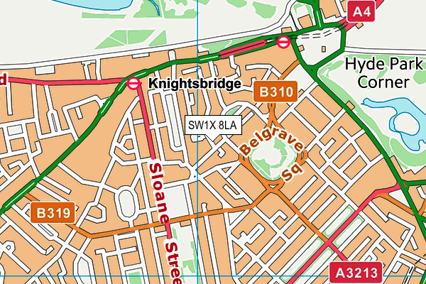 SW1X 8LA map - OS VectorMap District (Ordnance Survey) SW1X 8LA map - OS VectorMap District (Ordnance Survey)