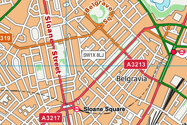SW1X 8LJ map - OS VectorMap District (Ordnance Survey) SW1X 8LJ map - OS VectorMap District (Ordnance Survey)
