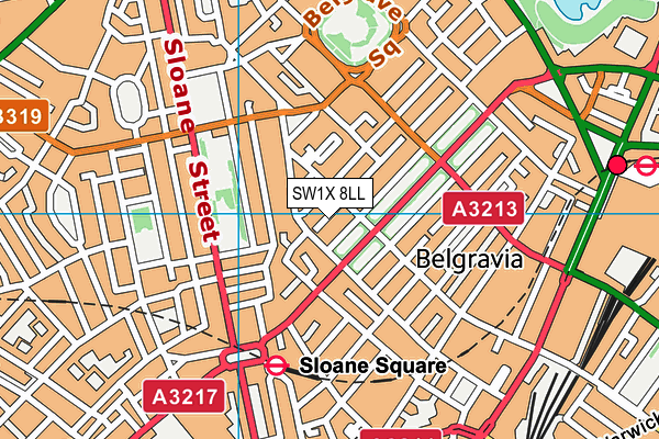 SW1X 8LL map - OS VectorMap District (Ordnance Survey) SW1X 8LL map - OS VectorMap District (Ordnance Survey)