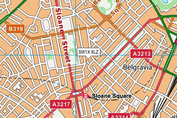 SW1X 8LZ map - OS VectorMap District (Ordnance Survey) SW1X 8LZ map - OS VectorMap District (Ordnance Survey)
