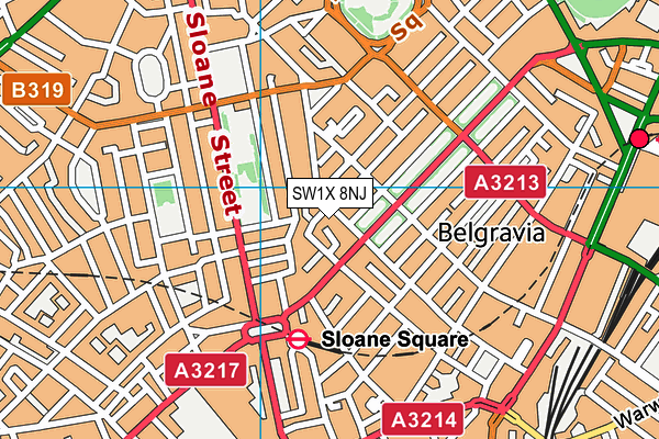 SW1X 8NJ map - OS VectorMap District (Ordnance Survey) SW1X 8NJ map - OS VectorMap District (Ordnance Survey)