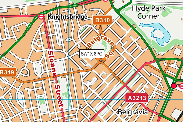 SW1X 8PG map - OS VectorMap District (Ordnance Survey) SW1X 8PG map - OS VectorMap District (Ordnance Survey)