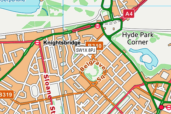 SW1X 8PJ map - OS VectorMap District (Ordnance Survey) SW1X 8PJ map - OS VectorMap District (Ordnance Survey)