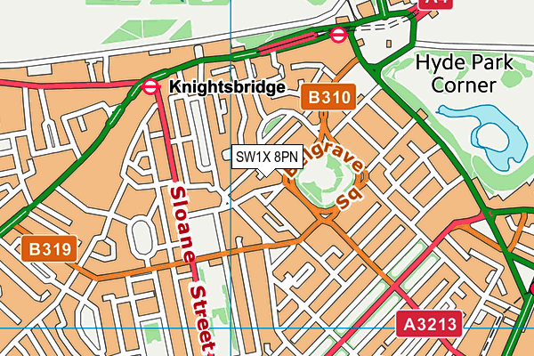 SW1X 8PN map - OS VectorMap District (Ordnance Survey) SW1X 8PN map - OS VectorMap District (Ordnance Survey)