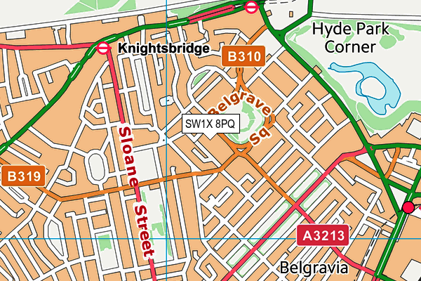 SW1X 8PQ map - OS VectorMap District (Ordnance Survey) SW1X 8PQ map - OS VectorMap District (Ordnance Survey)