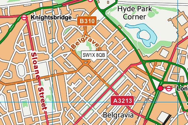 SW1X 8QB map - OS VectorMap District (Ordnance Survey) SW1X 8QB map - OS VectorMap District (Ordnance Survey)
