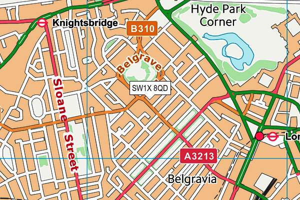 SW1X 8QD map - OS VectorMap District (Ordnance Survey) SW1X 8QD map - OS VectorMap District (Ordnance Survey)