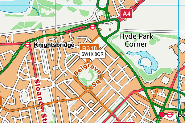 SW1X 8QR map - OS VectorMap District (Ordnance Survey) SW1X 8QR map - OS VectorMap District (Ordnance Survey)