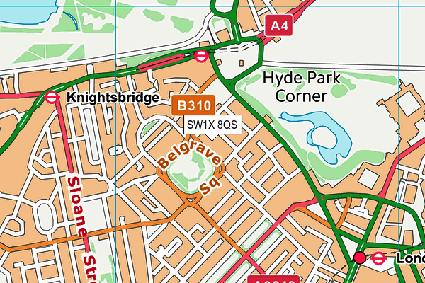 SW1X 8QS map - OS VectorMap District (Ordnance Survey) SW1X 8QS map - OS VectorMap District (Ordnance Survey)
