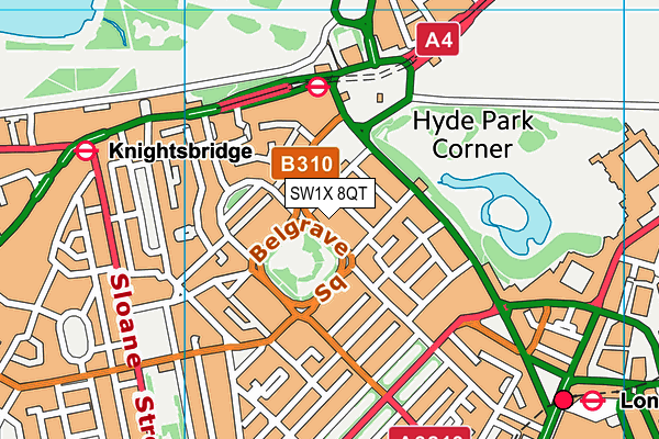 SW1X 8QT map - OS VectorMap District (Ordnance Survey) SW1X 8QT map - OS VectorMap District (Ordnance Survey)