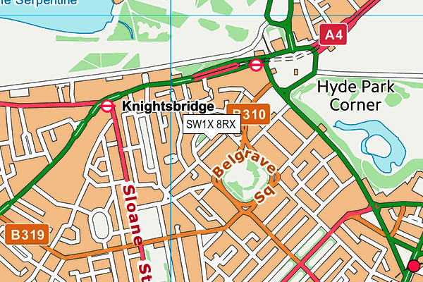SW1X 8RX map - OS VectorMap District (Ordnance Survey) SW1X 8RX map - OS VectorMap District (Ordnance Survey)