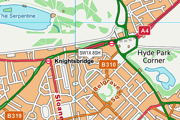 SW1X 8SH map - OS VectorMap District (Ordnance Survey) SW1X 8SH map - OS VectorMap District (Ordnance Survey)