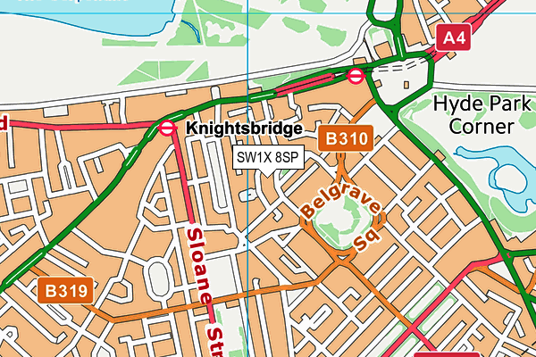 SW1X 8SP map - OS VectorMap District (Ordnance Survey) SW1X 8SP map - OS VectorMap District (Ordnance Survey)