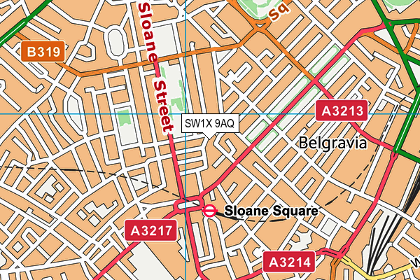 SW1X 9AQ map - OS VectorMap District (Ordnance Survey) SW1X 9AQ map - OS VectorMap District (Ordnance Survey)