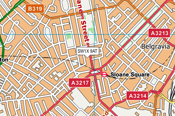 SW1X 9AT map - OS VectorMap District (Ordnance Survey) SW1X 9AT map - OS VectorMap District (Ordnance Survey)