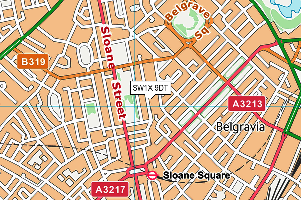 SW1X 9DT map - OS VectorMap District (Ordnance Survey) SW1X 9DT map - OS VectorMap District (Ordnance Survey)