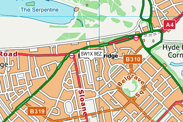 SW1X 9EZ map - OS VectorMap District (Ordnance Survey) SW1X 9EZ map - OS VectorMap District (Ordnance Survey)