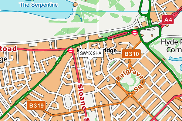 SW1X 9HA map - OS VectorMap District (Ordnance Survey) SW1X 9HA map - OS VectorMap District (Ordnance Survey)