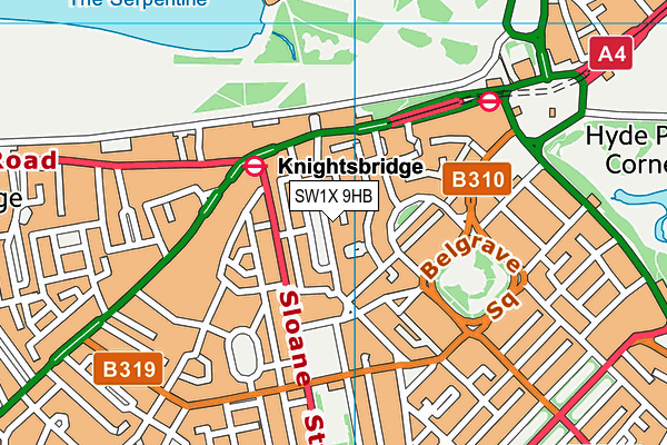 SW1X 9HB map - OS VectorMap District (Ordnance Survey) SW1X 9HB map - OS VectorMap District (Ordnance Survey)