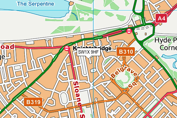 SW1X 9HF map - OS VectorMap District (Ordnance Survey)