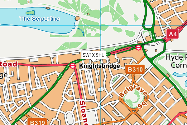 SW1X 9HL map - OS VectorMap District (Ordnance Survey) SW1X 9HL map - OS VectorMap District (Ordnance Survey)