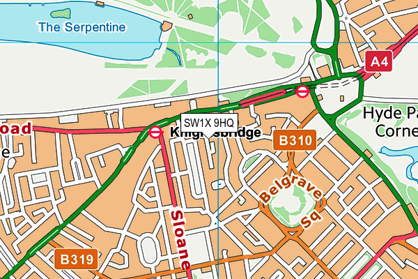 SW1X 9HQ map - OS VectorMap District (Ordnance Survey) SW1X 9HQ map - OS VectorMap District (Ordnance Survey)