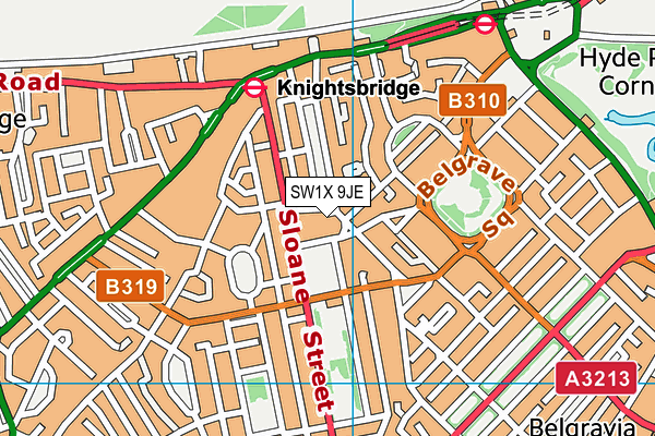 SW1X 9JE map - OS VectorMap District (Ordnance Survey) SW1X 9JE map - OS VectorMap District (Ordnance Survey)