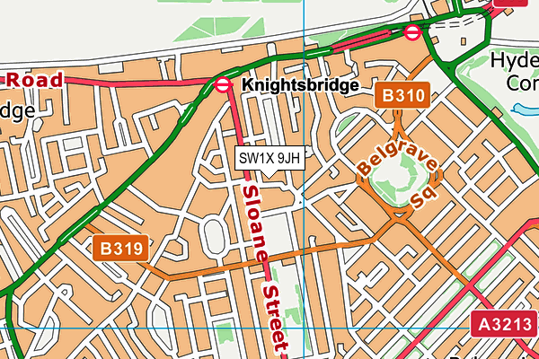 SW1X 9JH map - OS VectorMap District (Ordnance Survey) SW1X 9JH map - OS VectorMap District (Ordnance Survey)