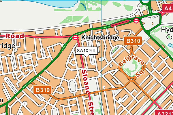 SW1X 9JL map - OS VectorMap District (Ordnance Survey) SW1X 9JL map - OS VectorMap District (Ordnance Survey)
