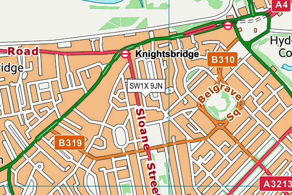 SW1X 9JN map - OS VectorMap District (Ordnance Survey) SW1X 9JN map - OS VectorMap District (Ordnance Survey)