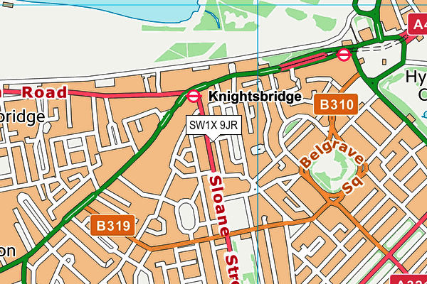 SW1X 9JR map - OS VectorMap District (Ordnance Survey) SW1X 9JR map - OS VectorMap District (Ordnance Survey)