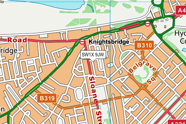 SW1X 9JW map - OS VectorMap District (Ordnance Survey) SW1X 9JW map - OS VectorMap District (Ordnance Survey)
