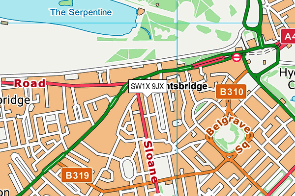 SW1X 9JX map - OS VectorMap District (Ordnance Survey) SW1X 9JX map - OS VectorMap District (Ordnance Survey)